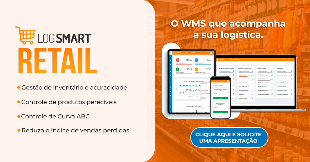 Banner de divulgação do WMS Log Smart Retail voltado para o o segmento de distribuição e atacado